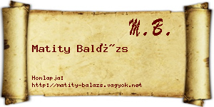 Matity Balázs névjegykártya